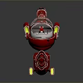 Detailed Futuristic Red Mechanical Weapon With Cockpit And Long Cannon Barrel Design