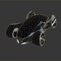 Futuristic Black And Blue Concept Car With Streamlined Design And Large Wheels