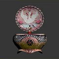Decorative Household Box With Open Lid Intricate Patterns And Small Figurine