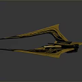 Futuristic Modern Sculpture Featuring Gold And Black Geometric Patterns With Sleek Lines