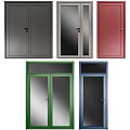 Stylish Double Doors With Various Colors And Modern Frames For Interior Design 3d model