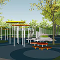 Park Square Modern Park 3d model