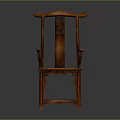 Traditional Wooden Leisure Chair With Curved Backrest And Armrests In Dark Brown