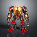 Mechanical Creature Character Featuring Red Gold Armor Spikes And Sharp Claws
