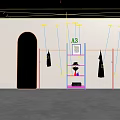 Modern Clothing Store Interior With Clothing Racks Display Shelves And Hanging Clothes