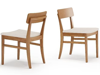 Nordic All Solid Wood Dining Chair Oak Simple Restaurant Soft Backrest Desk Chair Log Single Chair 3d model