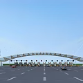 Tensile Membrane Roof Structure for Modern Toll Plaza with Support Systems Multiple Lanes and Vehicles