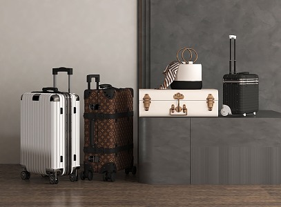 Modern luggage trolley suitcase 3d model