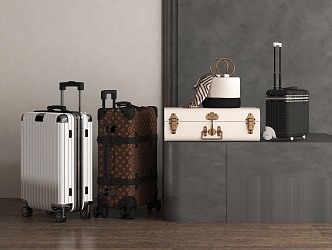 Modern luggage trolley suitcase 3d model