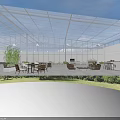 Spacious Glass Roof and Walls Leisure Area with Ping Pong Table Chairs and Plants