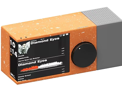 Diamond Eyes Orange Gray Bluetooth Speaker With Screen Display And Control Knob Design 3d model
