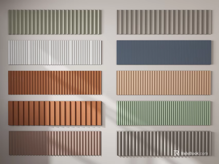 Modern Wall Paneling with Various Colors and Striped Designs for Interior Decoration 3d model 
