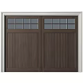 Double Wooden Garage Door With Glass Panels And White Frame Design