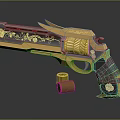 Decorative Revolver With Golden Engraved Patterns Black Grip And Bullet Casing