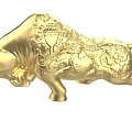 Golden Bull Sculpture With Intricate Decorative Patterns And Artistic Design