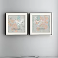 Abstract Paintings With Blue Beige Tones Framed Modern Wall Decor Artwork 3d model