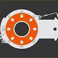Industrial Equipment with Red Flange Plates Silver Cylindrical Body and Metal Mounting Bracket