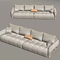 White Sectional Sofa with Multiple Soft Cushions and Yellow Accent Pillow Modern Living Room Furniture