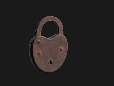 Rustic Metal Heart Shaped Door Handle With Vintage Design On Black Background 3d model