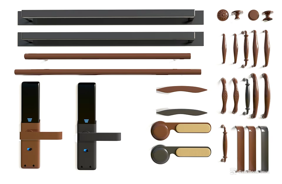 Different Styles Of Door Handles With Modern Designs And Various Materials Options 3d model 