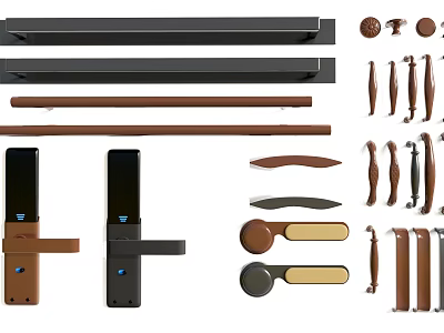 Different Styles Of Door Handles With Modern Designs And Various Materials Options 3d model