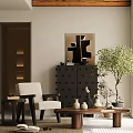 Mid-ancient Style Leisure Chair Mid-ancient Style Coffee Table Mid-ancient Style Sofa Coffee Table Combination Entrance Cabinet Side Cabinet Pottery Pot Mid-ancient Style Ornaments Combination Leisure Sofa Fabric Leisure Chair 3d model