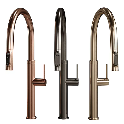 Modern Kitchen Faucets In Copper Black And Gold Stylish Design Options 3d model
