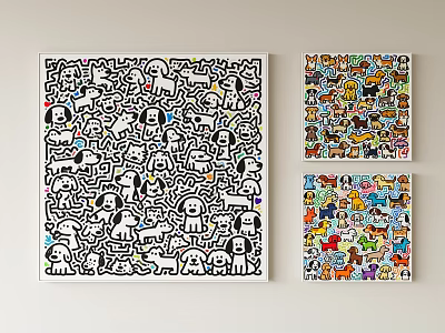 Puppy graffiti painting 3d model