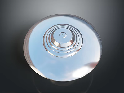 Transparent Circular Glass Object With Concentric Circular Patterns And Smooth Surface 3d model