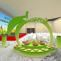 Agricultural Development Forum 2022 Conference Room with Green Heart Stage White Chairs and Fruit Decorations