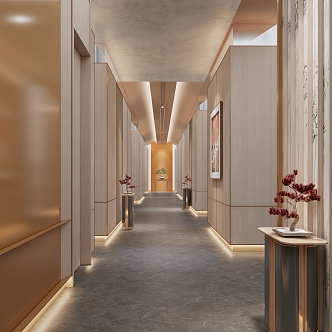 Light Luxury Away Hotel Corridor 3d model