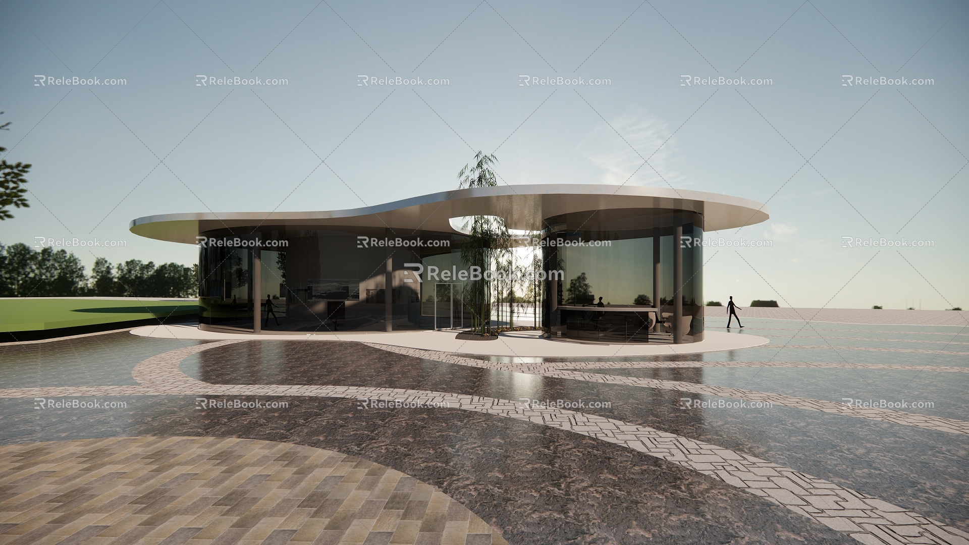 Modern Pavilion Seaside Exhibition Hall 3d model