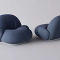 Blue Modern Single Seater Sofa with Round Design and Soft Comfortable Cushions