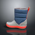 Blue And Gray Padded Winter Boots With Orange Pull Tab And Thick Sole 3d model