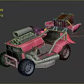 Pink Go Kart With Large Engine Wooden TNT Box And Black Seat