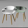 Modern Stylish Chairs With Curved Backrests And Wooden Legs In White And Light Green