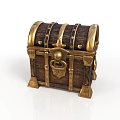 Vintage Wooden Treasure Chest With Golden Metal Accents Decorative Lock And Ornate Feet For Storage
