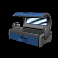 Blue Gray Modern Sunbed Entertainment Appliance With Light Tubes And Control Panel