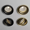 Modern Black and Gold Downlights with Circular Metallic Shades for Contemporary Interior Lighting