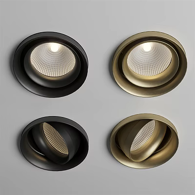 Modern Black and Gold Downlights with Circular Metallic Shades for Contemporary Interior Lighting 3d model