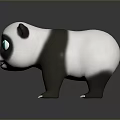 Cute 3D Cartoon Panda Character With Big Green Eyes Standing Pose Design
