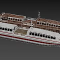 Modern White Yacht With Red Stripes And Multiple Windows On Deck
