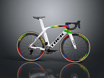 TREK Road Bike With White Frame And Colorful Wheel Design For Modern Cycling 3d model
