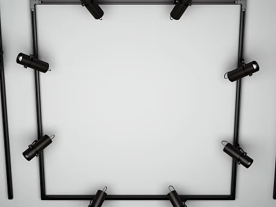Modern Black Downlights And Spotlights In Frame For Interior Lighting 3d model