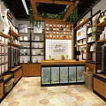 Cel Specialty Store Interior With Clothing Displays Wooden Shelves Green Plants And Pendant Lights