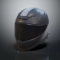 Black Motorcycle Helmet Design With White Perforated Pattern And Tinted Visor 3d model