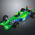 Green and blue open wheel race car with 7UP Castrol TIP logos and aerodynamic design