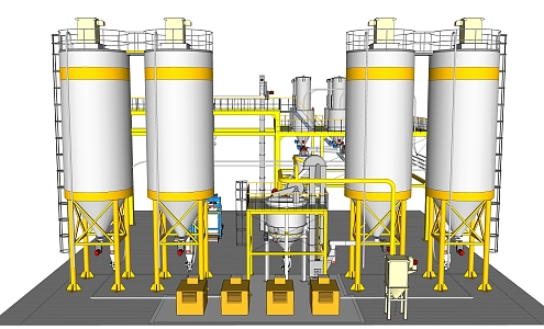 Modern Industrial LOFT Equipment Chemical Plant Equipment 3d model