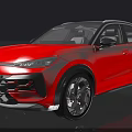 Red Modern Sporty SUV With Sleek Exterior And Black Alloy Wheels