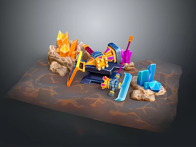Hammer Warhammer Cartoon Hammer Magic Hammer Thor's Hammer Ancient Weapons Cold Weapons Medieval Items 3d model